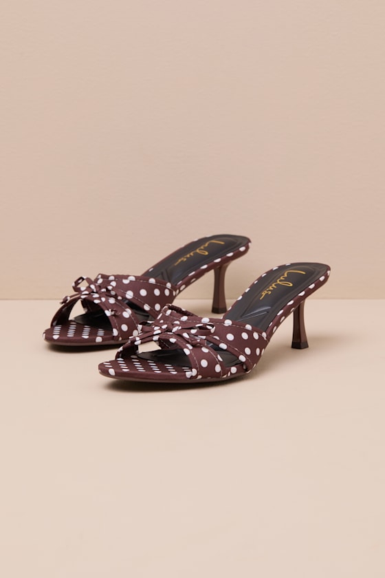 Ondine Polka Dot Satin Low Heel Sandals 1