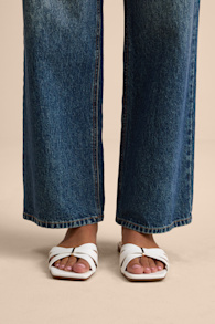 Saylor Bone Strappy Flat Slide Sandals 1