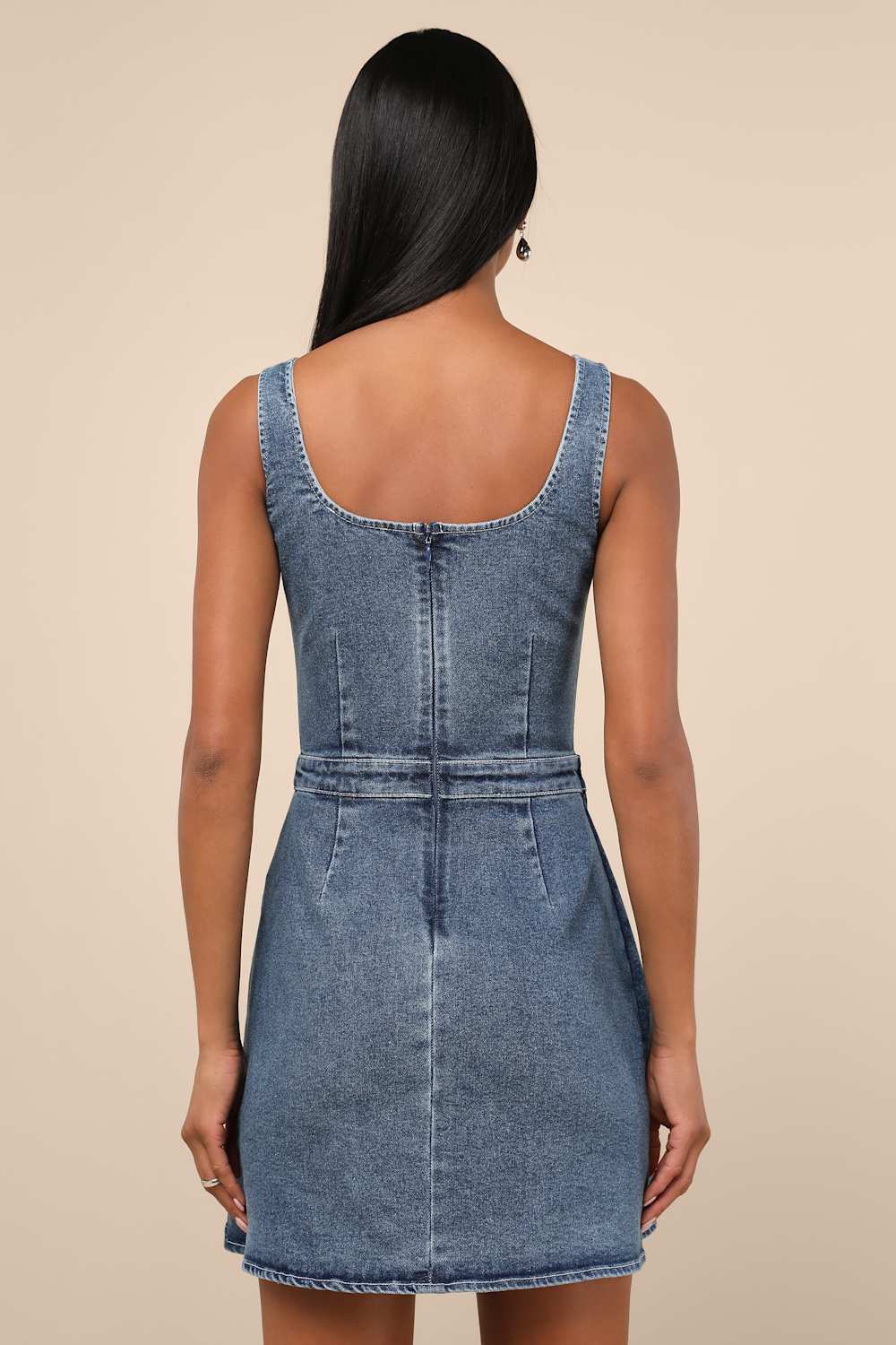 Merima Medium Wash Denim Wrap Mini Dress