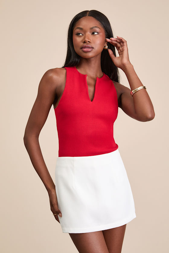 Teslee White Textured Mid-Rise Skort - thumbnail 6