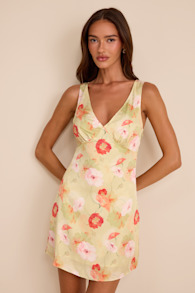 Jaziel Light Green Floral Sleeveless Mini Dress 2