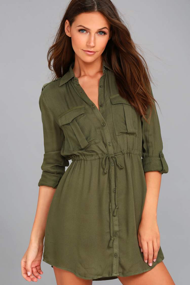 Jack by BB Dakota Casey Dress - Olive Green Dress - Lulus