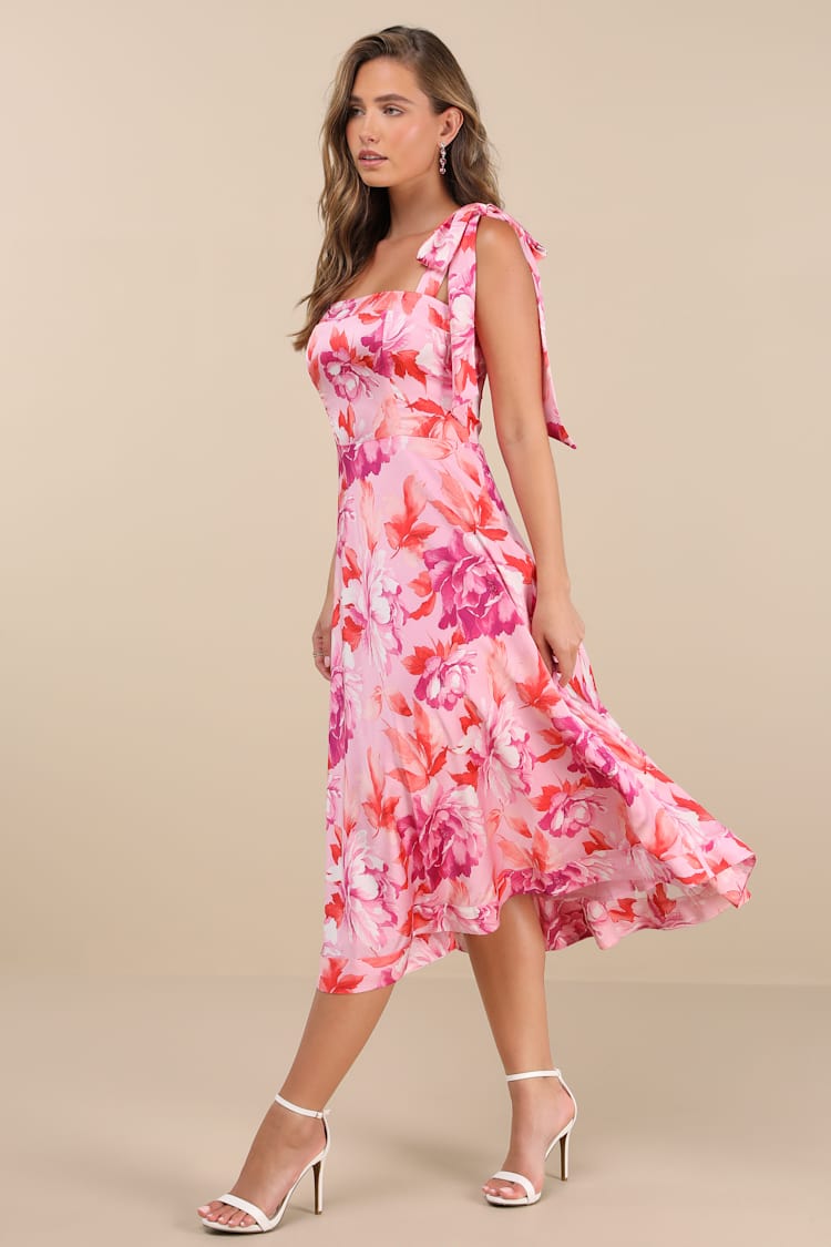 knee length dresses for ladies Garden Stroll Blush Pink Ditsy Floral Midi Dress  Shop the Mint