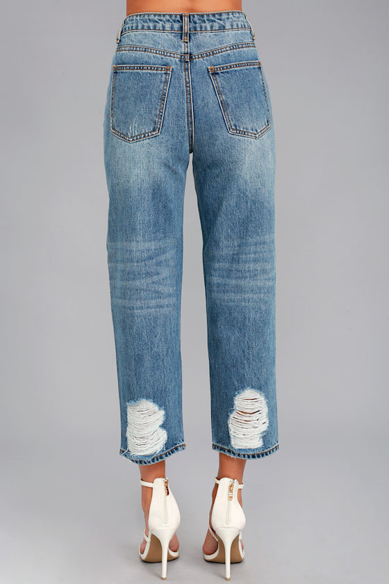 EVIDNT Malibu Girlfriend Jeans - Distressed Wide-Leg Jeans