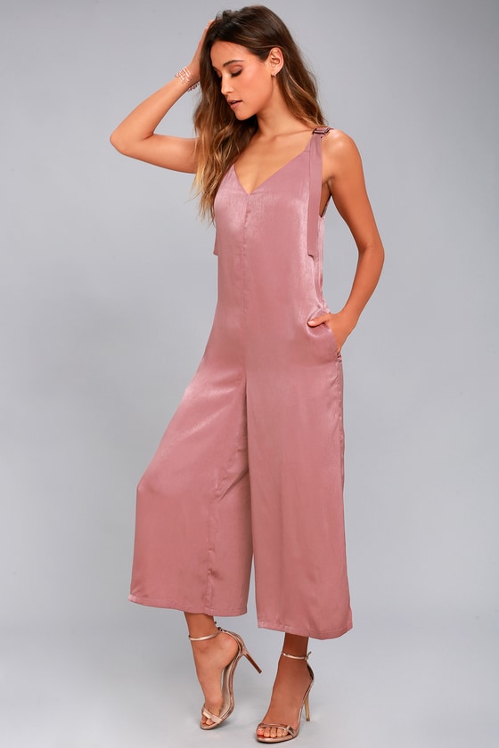 Chic Mauve Jumpsuit - Midi Jumpsuit - Satin Jumpsuit - Lulus