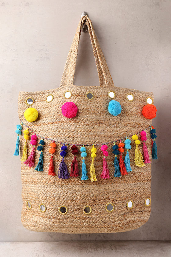 Vacay Today Tan Oversized Woven Tote 2