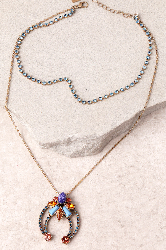 Splendor of Love Gold Rhinestone Layered Choker Necklace 2
