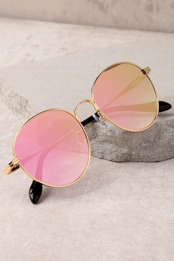 Sonix Ace Gold and Pink Mirrored Sunglasses