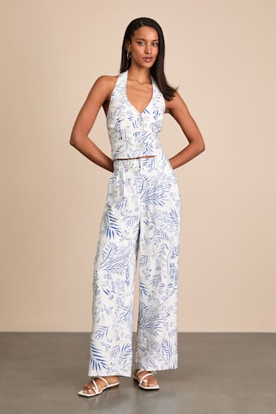 Lulus Elwen Cream And Black Linen Embroidered High-rise Pants White - Size S 10094521_2059796.jpg main image 4