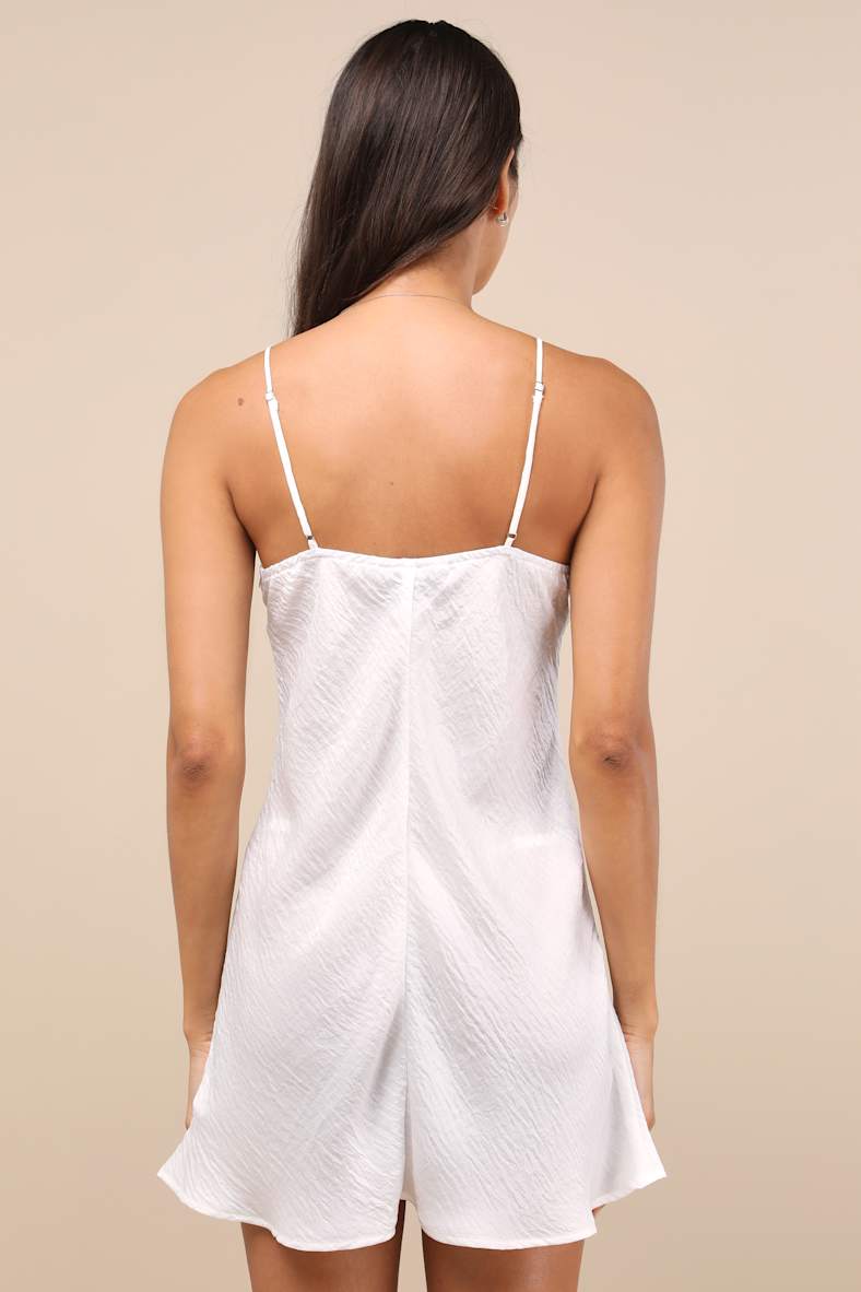 Anatolia Ivory Satin Lace Cutout Lingerie Slip