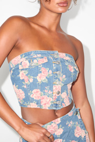 WE5765T: MED BLUE DENIM FLORAL 2