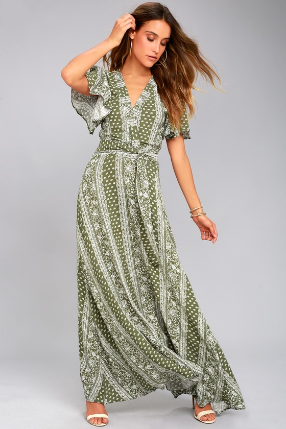 sage boho dress