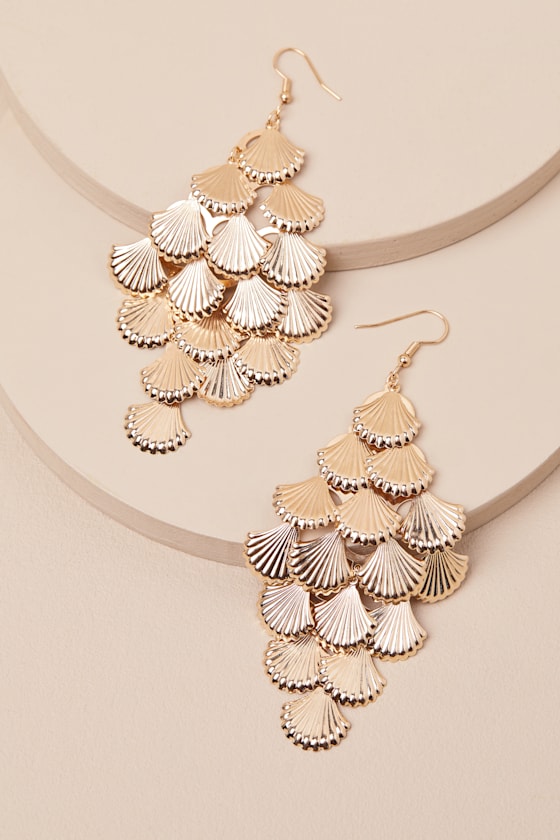 Mayim Gold Seashell Statement Earrings