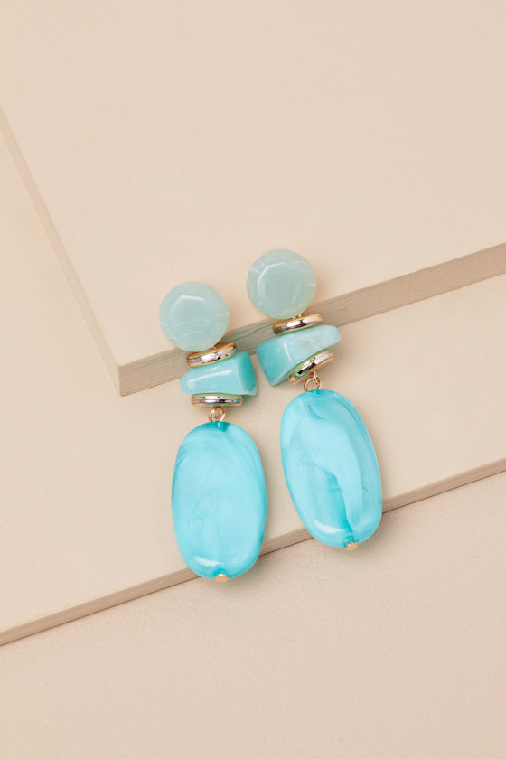 Chaudrie Turquoise Stone Drop Earrings 2