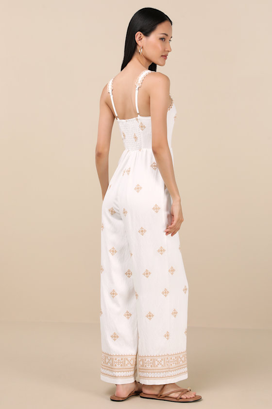 Arwen Ivory Embroidered Wide-Leg Jumpsuit 4
