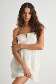 Abby White Lace Tiered Mini Dress 1