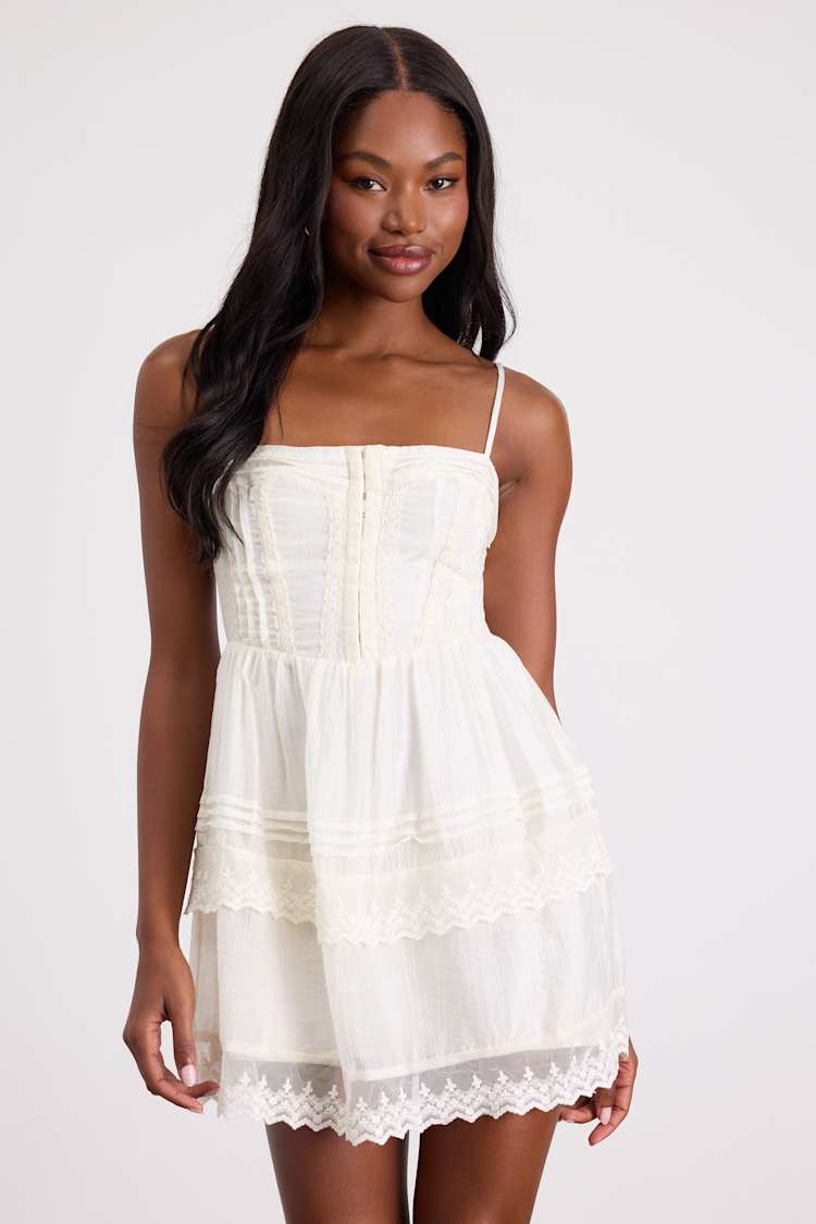 chinese dress ladies Melaine Lace Trim Mini Dress main image 1