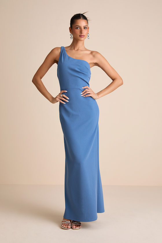 Maevyn Blue Cowl Back Column Maxi Dress 1