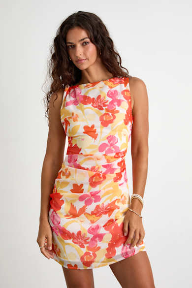 strapless open back dress Adrian Orange Pink Buckle Wrap Shirt Dress – Girl In Mind main image 1