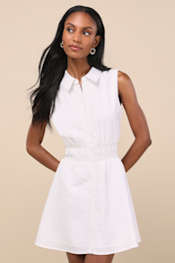 Jaliyah White Collared Button-Front Mini Dress 2