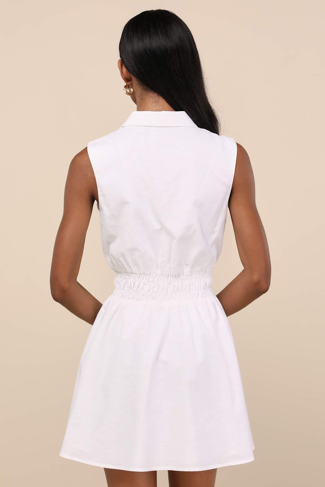Jaliyah White Collared Button-Front Mini Dress