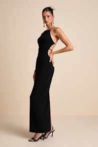 Annina Black Cutout Column Maxi Dress 4