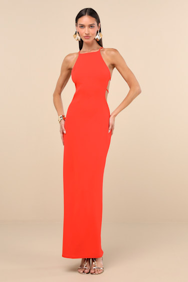 deep v cut dress Wicked Games Strapless Pleated Maxi Dress Orange main image 0
