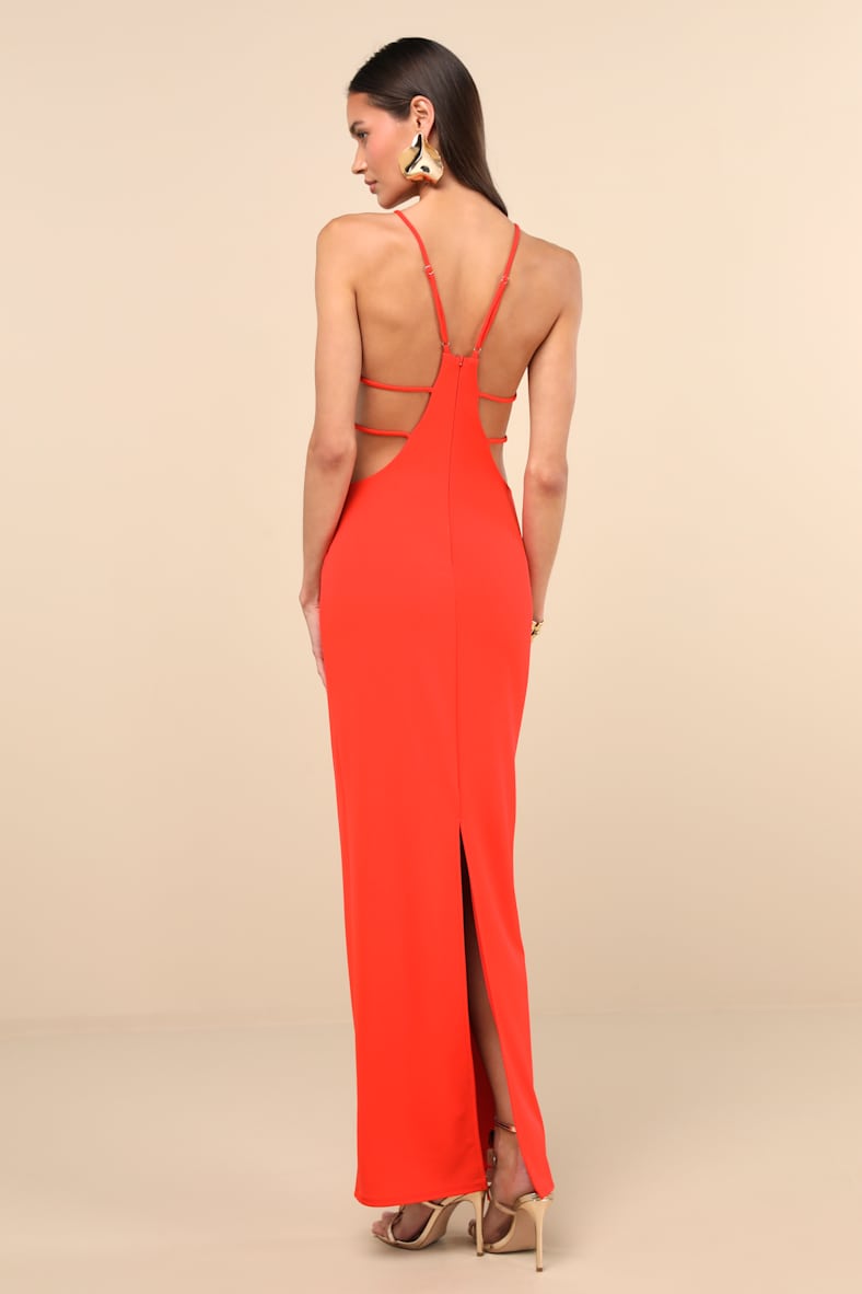 Annina Orange Cutout Column Maxi Dress