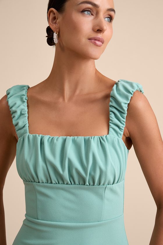 Tayla Sage Sleeveless Ruched Column Maxi Dress 5