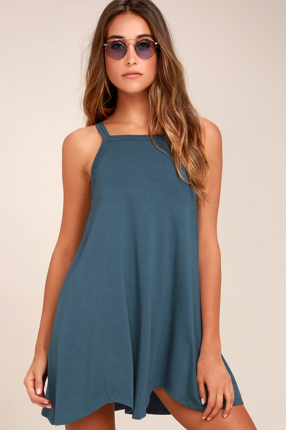 RVCA Thievery Dress - Denim Blue Dress - Trapeze Dress - $39.00 - Lulus