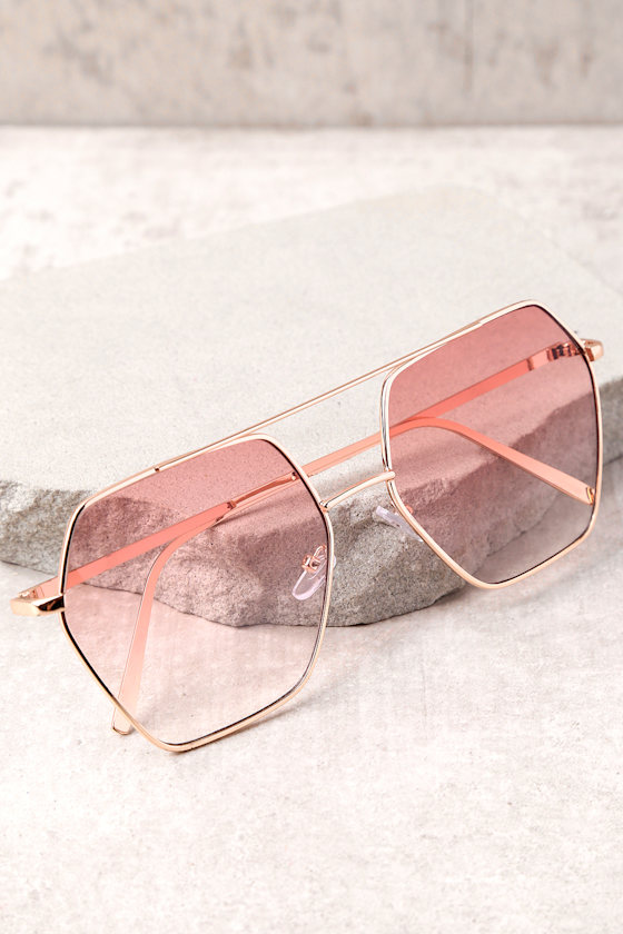 Funky Town Pink and Gold Aviator Sunglasses 2