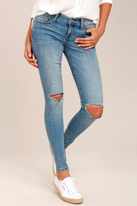 Cool Light Wash Jeans - Distressed Jeans - Skinny Jeans - Lulus