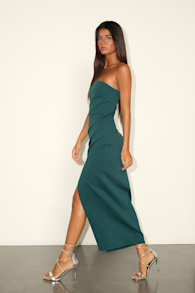 Farah Emerald Green Strapless Tulip Midi Dress 3