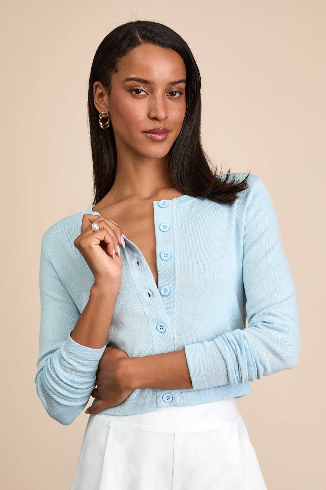 Pippy Light Blue Cropped Cardigan