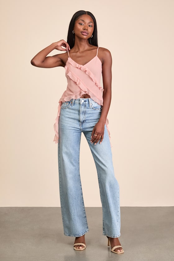 Light Pink Cami Top - Ruffled Cami Top - Textured Cami Top - Image 4