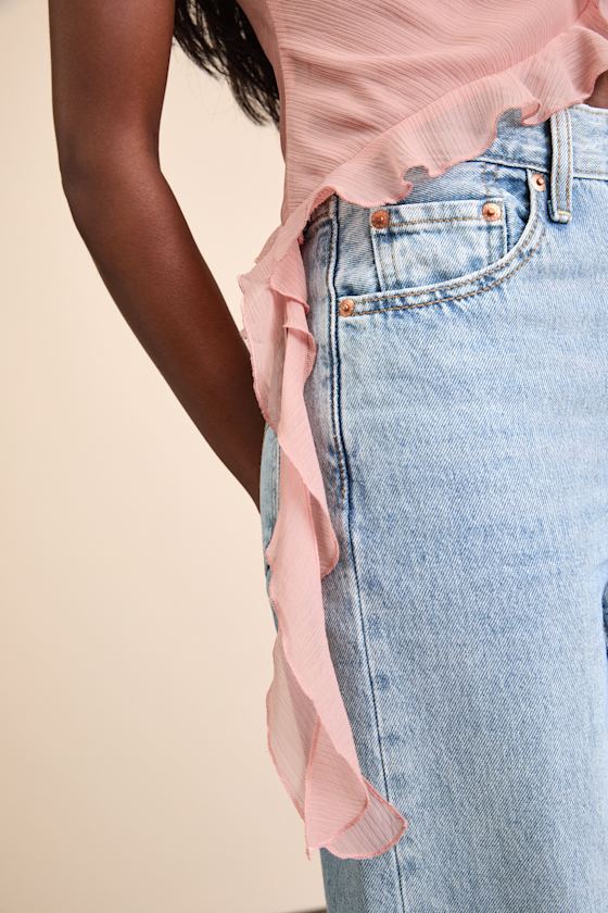 Light Pink Cami Top - Ruffled Cami Top - Textured Cami Top - Image 5