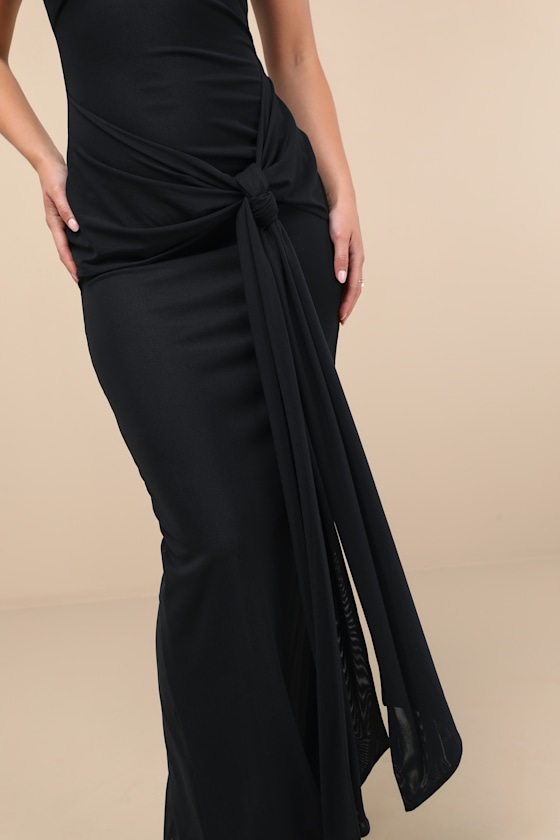 Kaisla Black Knotted Strapless Mermaid Maxi Dress 3