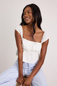 Agneta White Cap Sleeve Peplum Top 1