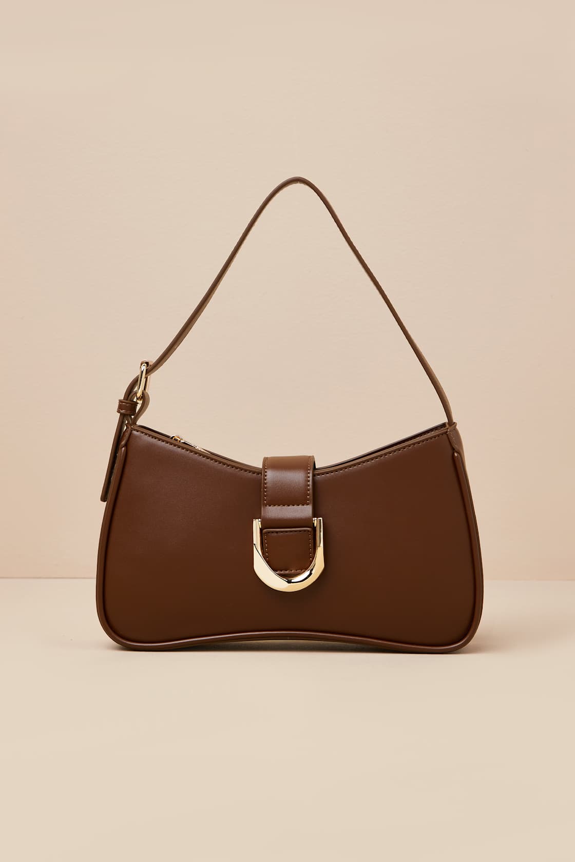 Oh-So Chic Brown Buckle Shoulder Bag