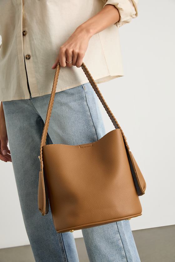 Samiya Light Brown Vegan Leather Tote Bag 1