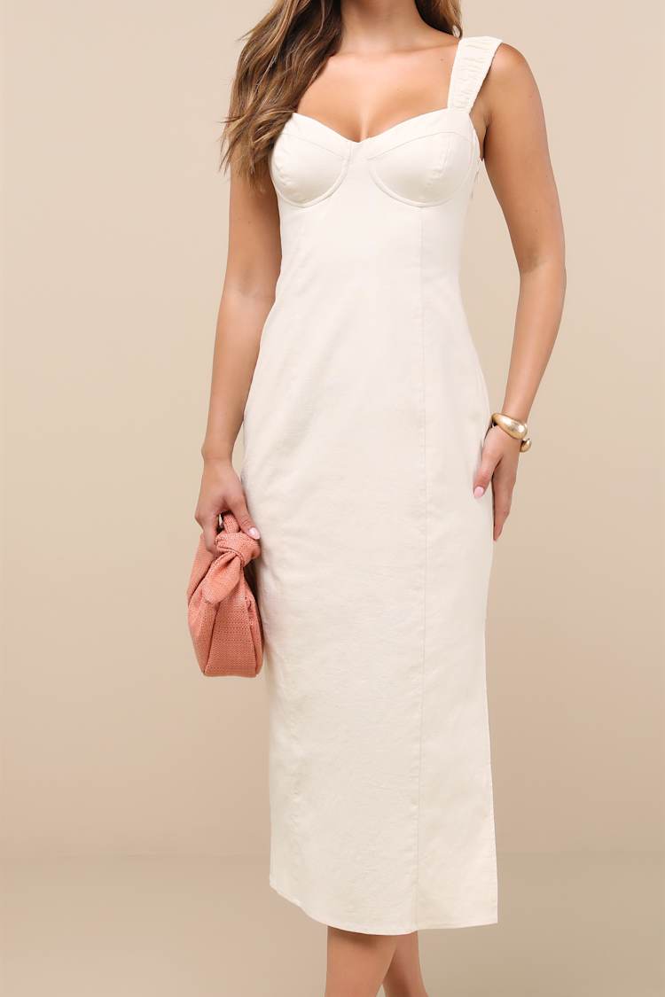 Cream Midi Dress - Cap Sleeve Midi Dress - Buster Midi Dress - Lulus