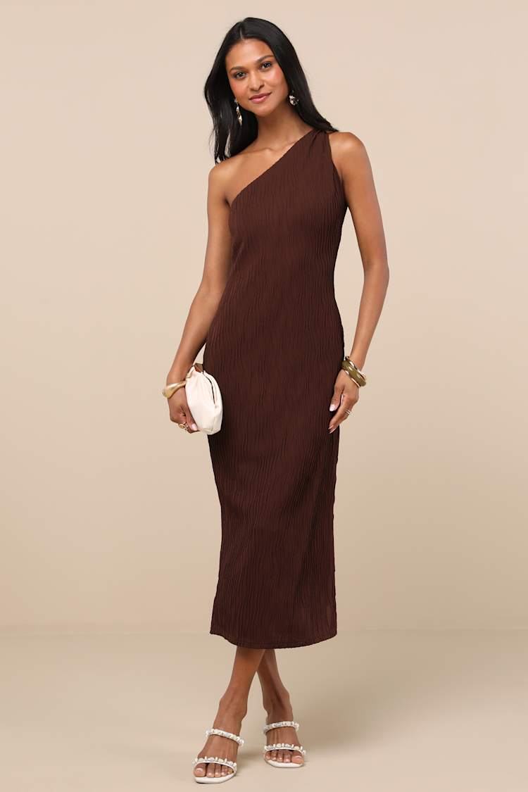green emerald velvet dress Brown Midi Slip Dress With Side Gathering main image 1
