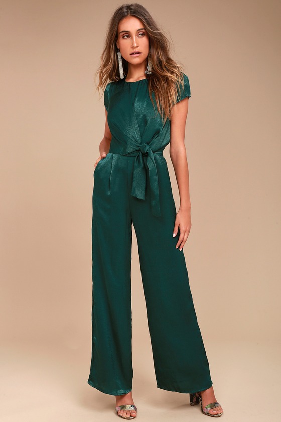 Chic Forest Green Jumpsuit - Knotted Jumpsuit - Lulus