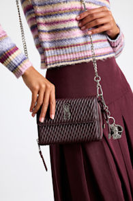 Bcarina Wine Red Quilted Crossbody Handbag 1