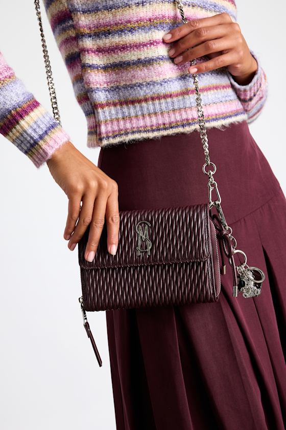 Bcarina Wine Red Quilted Crossbody Handbag 1