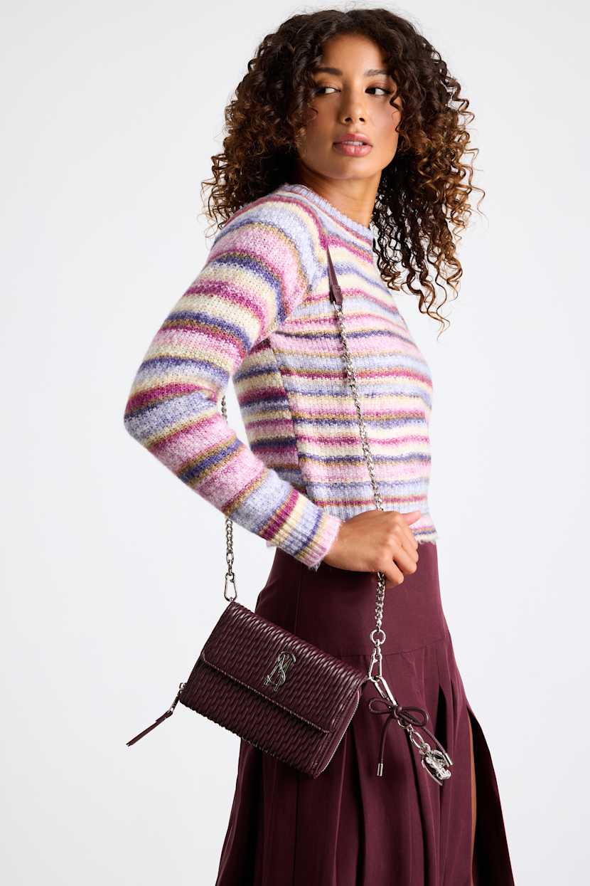 Bcarina Wine Red Quilted Crossbody Handbag