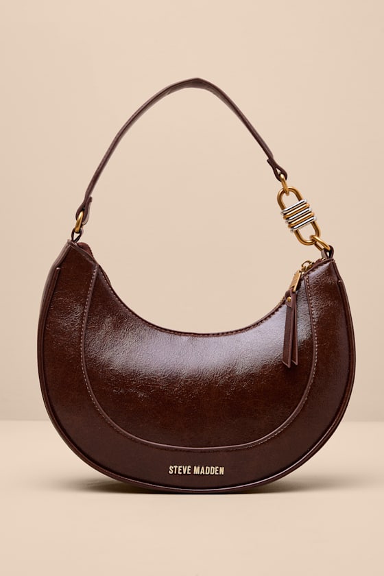 Bliamm Dark Brown Studded Vegan Leather Shoulder Bag 1