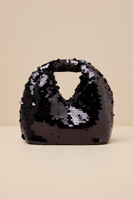 Dahlia Black Sequin Clutch Bag 1