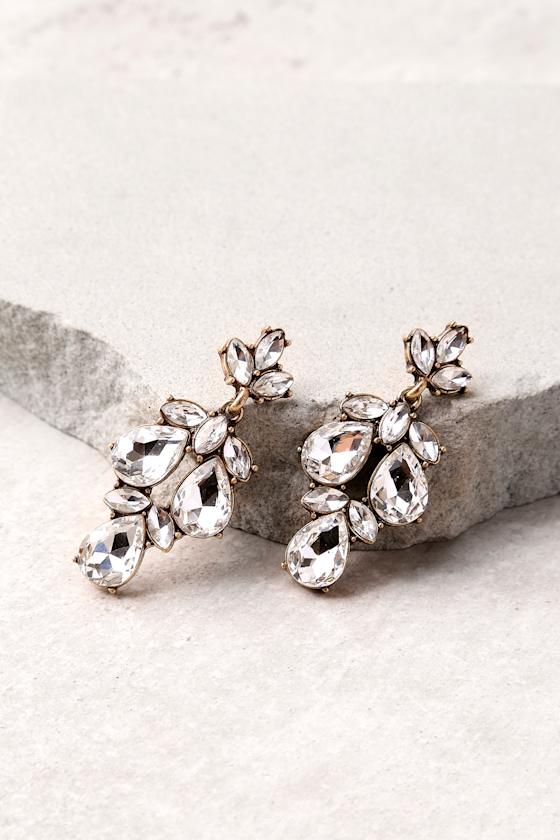 Bound to Wow Gold Rhinestone Earrings 2