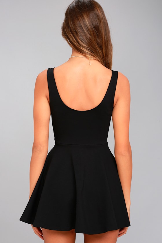 Black Skort Dress Skater Dress Black Romper